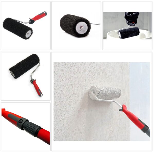 Plastering Set 2 Skimming Blades with Replaceable Blade + Adapter + Mud Roller + Putty Knife